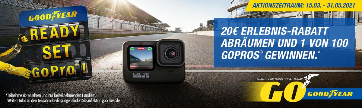 Jetzt Goodyear Reifen kaufen und 20 Euro Cashback sichern! Jetzt Goodyear Reifen kaufen und 20 Euro Cashback sichern!